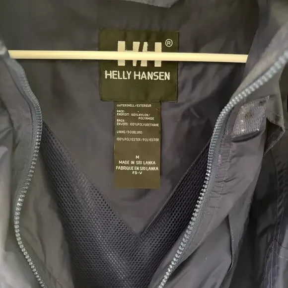 Helly Hansen Men's Hooded Windbreaker Rainjacket Zip Up Packable in Navy Size M - Picture 2 of 7